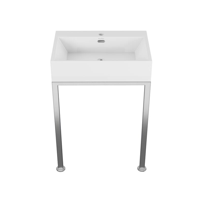 Swiss Madison SM-CS0201 Concorde 23-5/8" Rectangular Ceramic Console - Glossy White / Silver