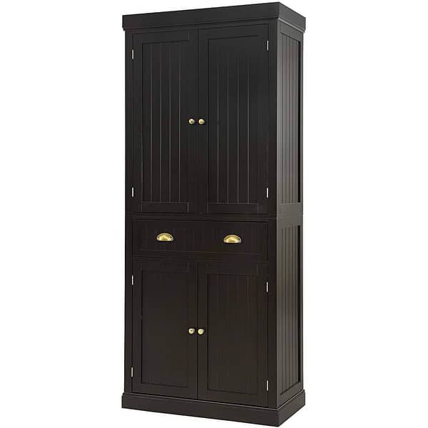 Freestanding Kitchen Pantry Cupboard, 6ft Wood Cupboard with 4 Shelves