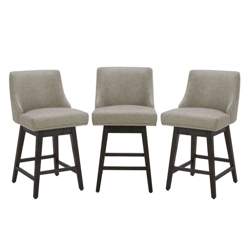 Spruce & Spring Oliver Counter Height Swivel Barstool Set - Set of 3 - Stone Grey - Counter Height