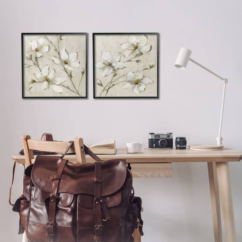 Stupell Outstretched Dogwood Branches Framed Giclee Art Design By Sally Swatland (Set of 2)