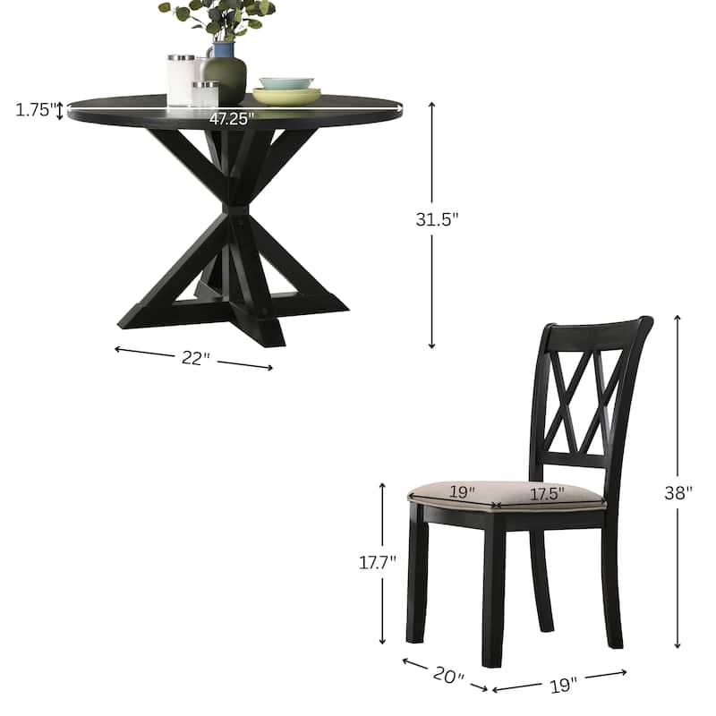 Roundhill Furniture Windvale 5-pc. Cross-back Wood Dining Set