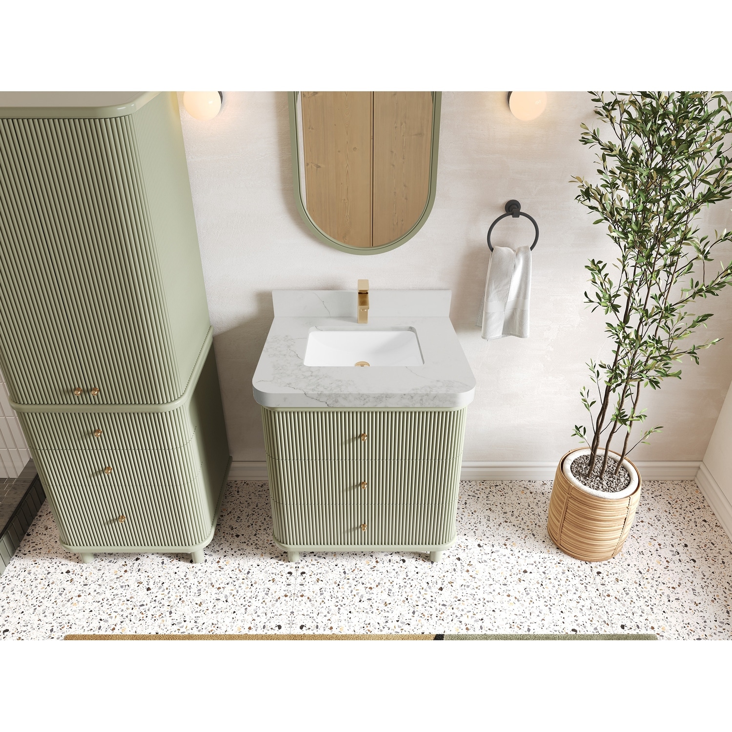 Willow Collections 30 in. W x 22 in. D Reeded Miami Single Bowl Sink Bathroom Vanity with Countertop