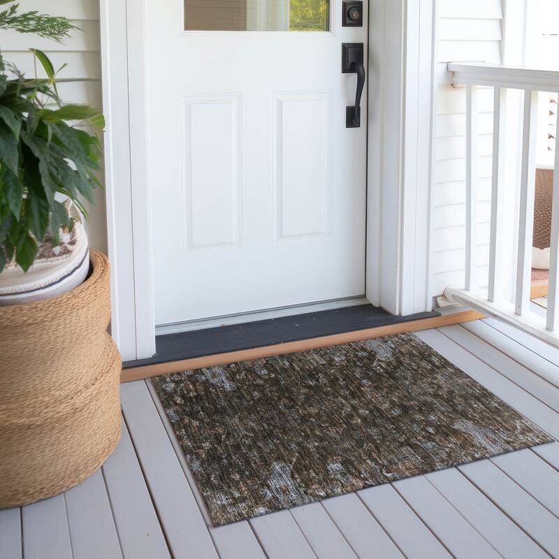 Machine Washable Indoor/ Outdoor Traditional Chelsea Chantille Rug - Chocolate - 1'8" x 2'6"