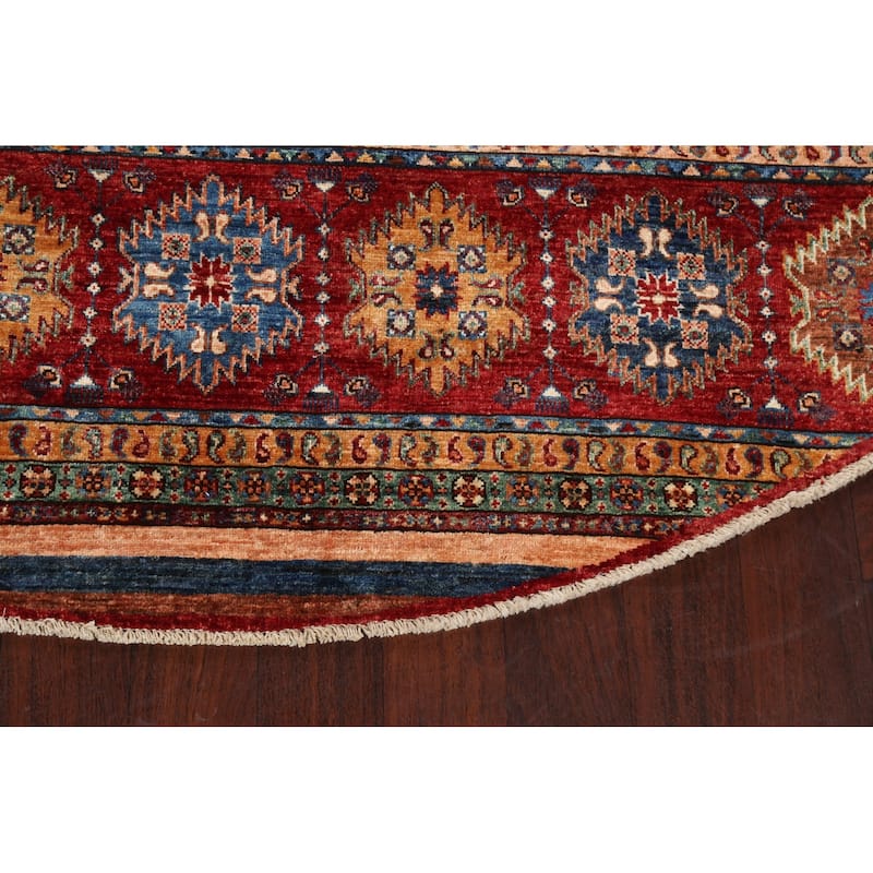 Vegetable Dye Kazak Oriental Wool Area Rug Hand-knotted Office Carpet - 8'0" x 8'0" Round