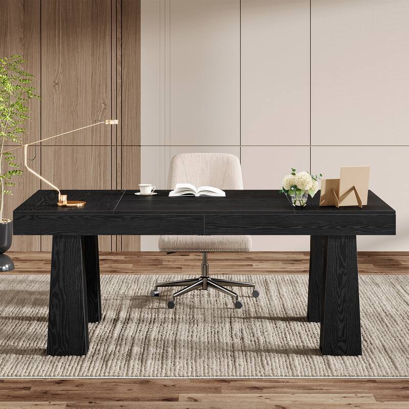 Industrial Executive Computer Desk with tapered legs for Home Office