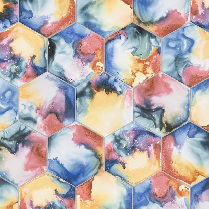 Merola Tile Raktion Hex Decor 8-5/8" x 9-7/8" Porcelain Floor and Wall Tile