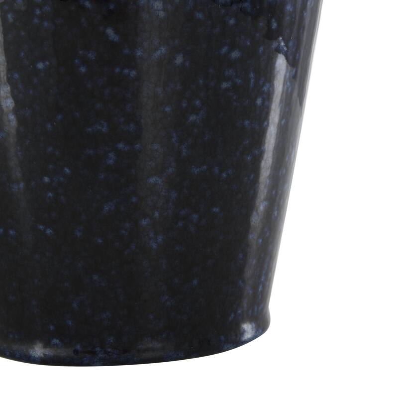Ceramic Ombre Textured Decorative Vase with Rectangular Handles - Dark Blue - Roche River Decor