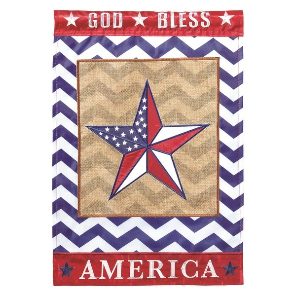 Red, White and Blue God Bless America Star Garden Flag 29" x 42" - N/A