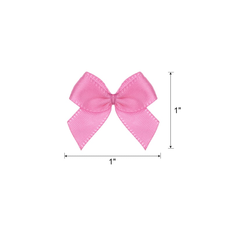 Mini Ribbon Bow 1" Mini Fabric Satin Ribbon Flower Bows for Craft DIY - Rose Red - 150Pcs
