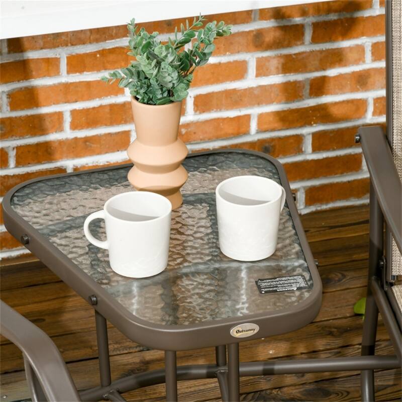 Outdoor Double Rocking Glider Chair with Built-In Tea Table and Steel Frame for 2 Person - 76.75" L x 34.75" W x 35" H