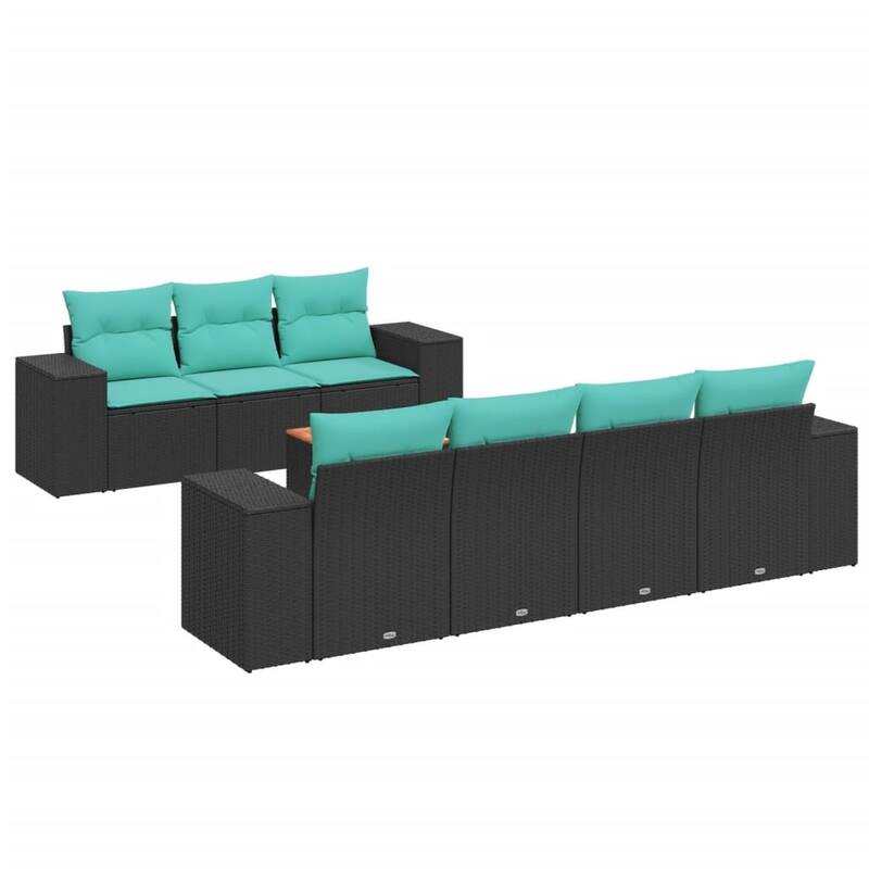 vidaXL Patio Sofa Set with Cushions Outdoor Furniture 8 Piece Poly Rattan - 21.7x 24.4x 27.2