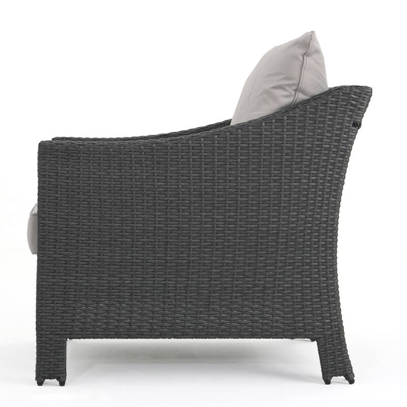 Antibes Outdoor 5-piece Wicker Club Chair Set with Square Firepit by Christopher Knight Home