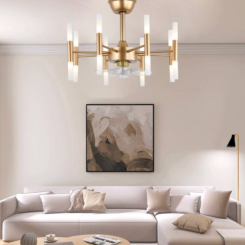 Bella Depot 6-Lighr Gold French Country Metal Candle Ceiling Fan 6-Speed with Light Kit and Remote Control - 22.4 Inches