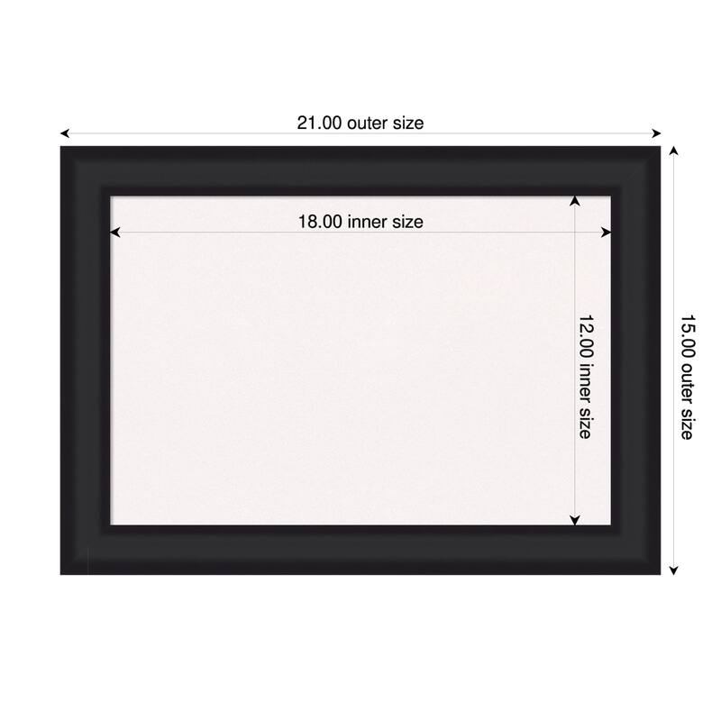 Oliver Black Narrow Wood Framed Cork Board - Bulletin Board, Organization Board, Pin Board - White - 21 x 15 in