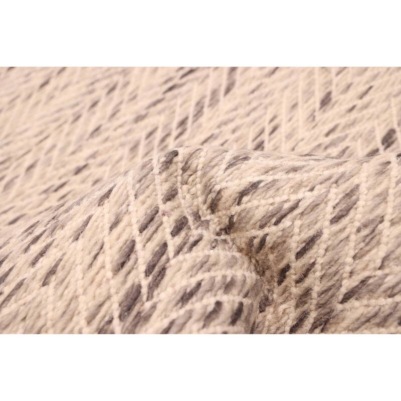 ECARPETGALLERY Braid weave Sienna Light Grey Wool Rug - 5'4 x 7'4