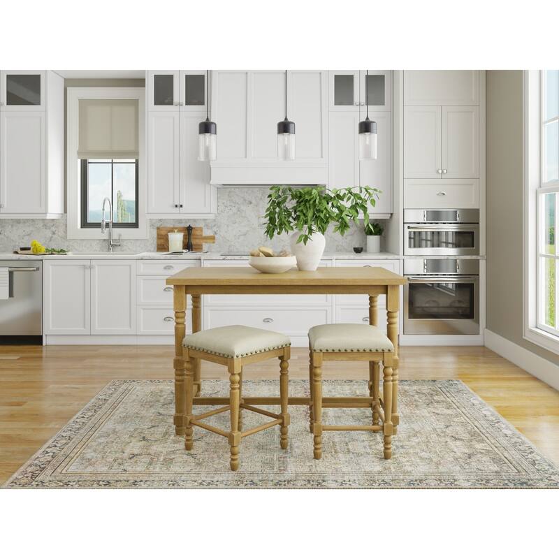 Deluxe Upholstered Barstools - 26" - Set of 2 - Brown and Beige