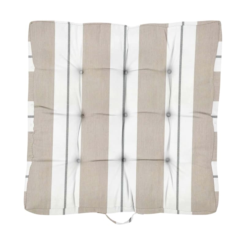 Sorra Home Sunbrella Striped Indoor/Outdoor Square Tufted Floor Pillow with Handle (Single Pillow)
