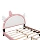 preview thumbnail 9 of 8, Cute Twin Size Upholstered Bed with Unicorn Shape Headboard, Platform Bed with Headboard and Footboard