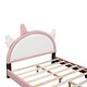preview thumbnail 9 of 18, Upholstered Leather Platform Bed with Unicorn Shape Headboard, Platform Bed Frame with Unicorn Ornament for Kids,Pink