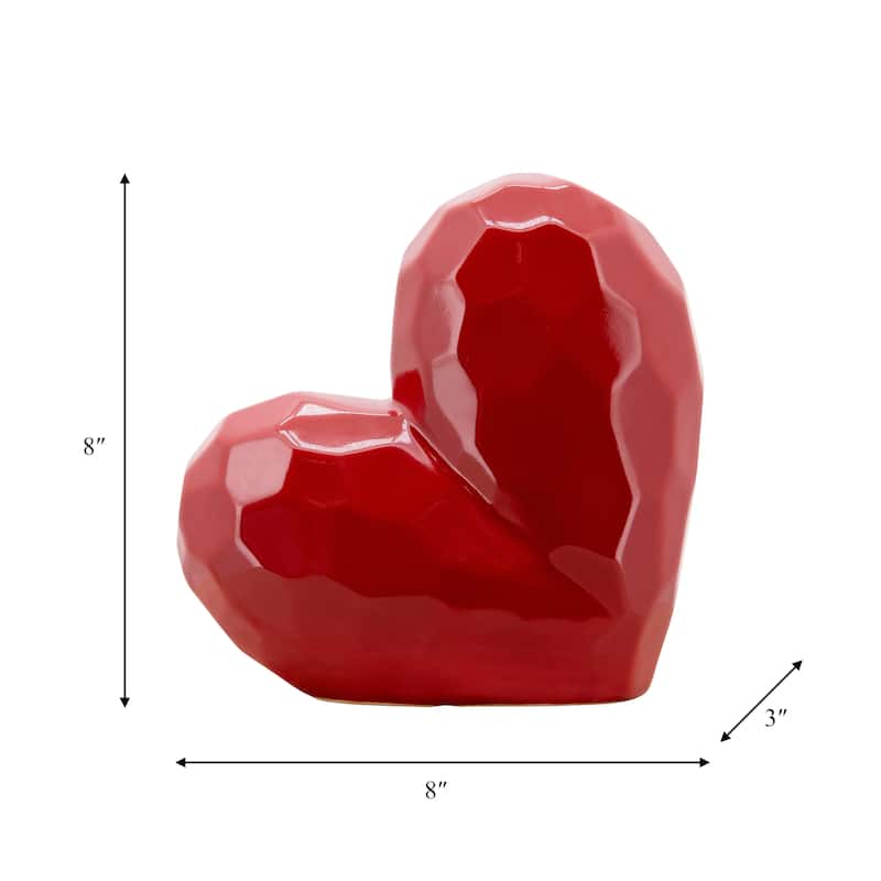 Modern Stone Ceramic Geometric Heart Sculpture