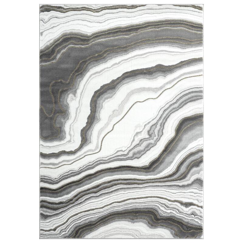 Abani Luna Contemporary Grey and Gold Granite Area Rug