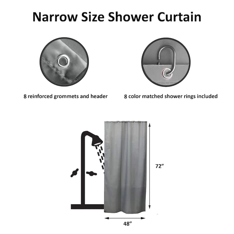 Stall Shower Curtain Half Size Polyester 8 Rings 72"L x 48"W