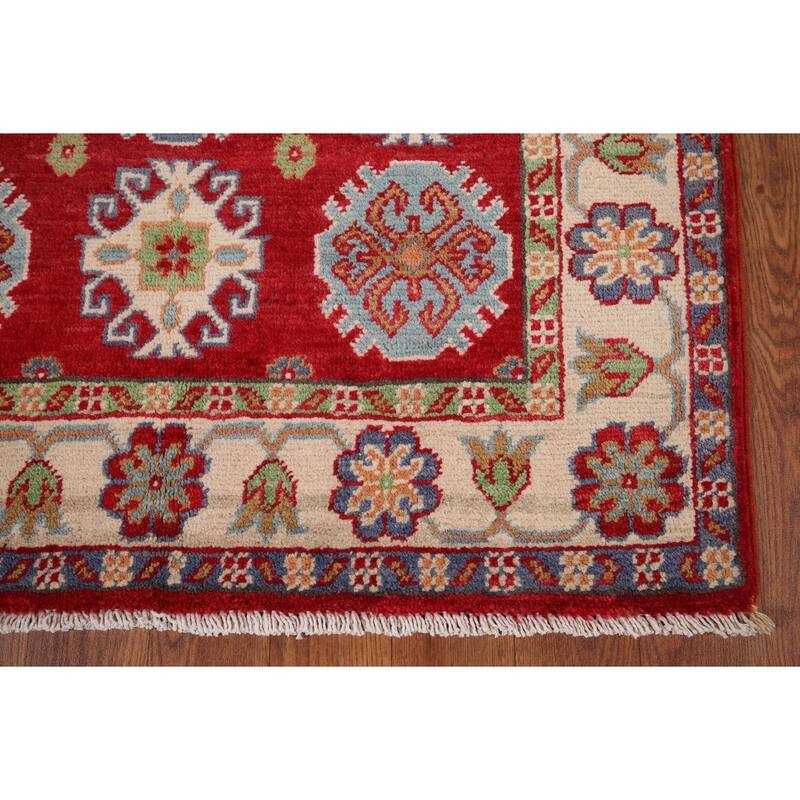 Red Kazak Accent Rug Handmade Wool Carpet - 2'10" x 4'2"