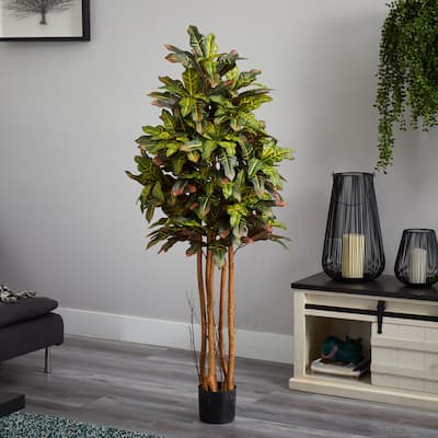 5 Ft Silk Tree - Coastal Cottage Decor, Realistic Faux Tree for Home Office, Lush Greenery Indoor Plant - 5ft.
