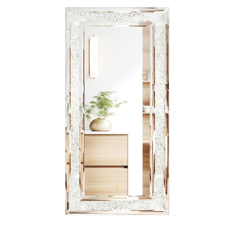 Large Sparkling Crystals Diamond Embedded Venetian Wall Mirror - 48" x 24"
