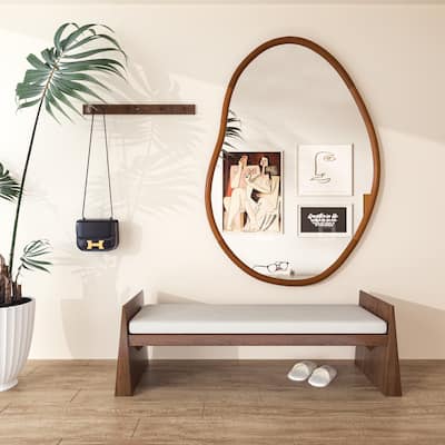 Irregular Wall Mirror Decorative Asymmetrical Wood Frame Glass Mirror