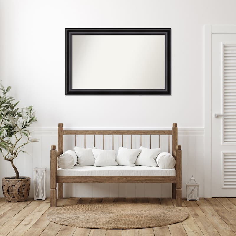Grand Black Framed Non-Beveled Custom Wall Mirror, Bathroom Vanity Mirror