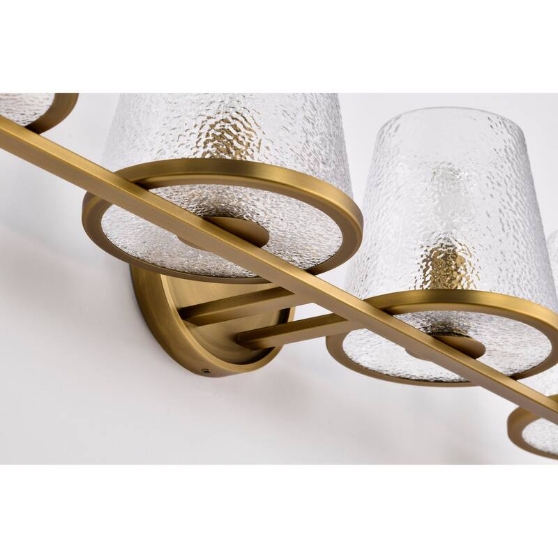 Valentine 4 Light Vanity Vintage Brass Finish Hammered Glass - Vintage Brass