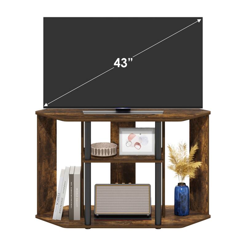 Furinno Classic TV Stand with Plastic Poles for TV up to 43-Inch