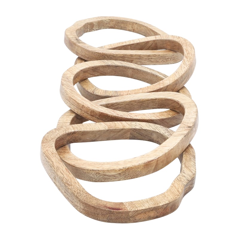 Sagebrook Home Wooden Link Sculpture Decor Contemporary Rustic Brown