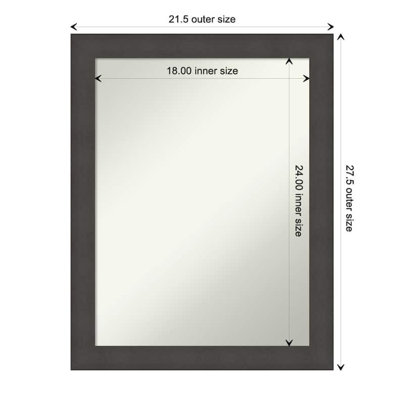 Blaine Narrow Non-Beveled Framed Bathroom Vanity Wall Mirror - Blaine Light Pewter Narrow - Glass Size 18x24