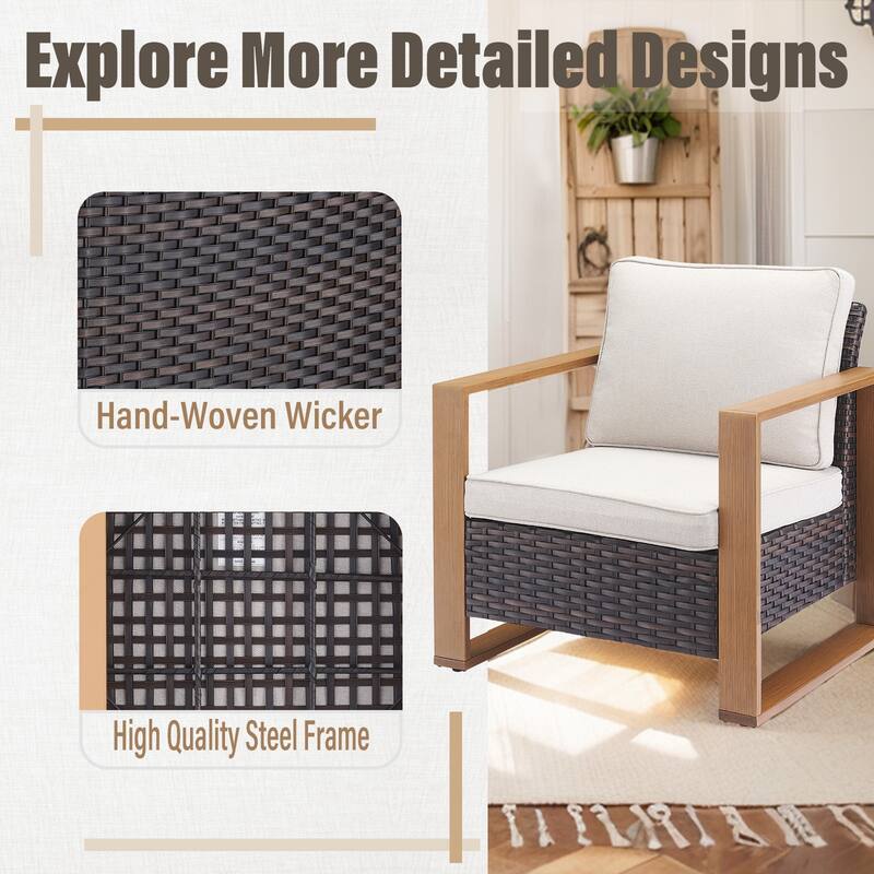Gymojoy Outdoor Dining Chairs with Ottomans for Garden