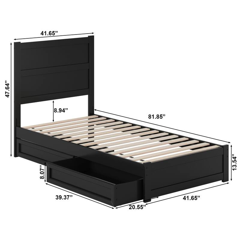 Aveline Wood Platform Bed with Matching Footboard & Storage Drawers
