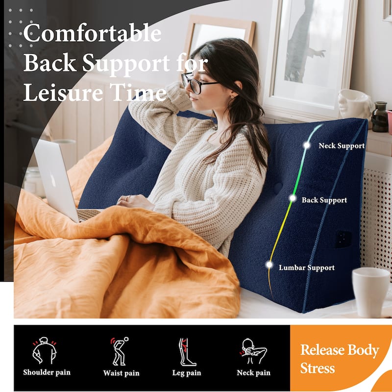 WOWMAX Bed Rest Wedge Bolster Daybed Dorm Bunk Bumper Reading Pillow