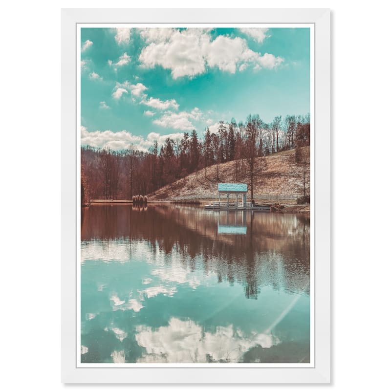 Wynwood Studio Prints Floral and Botanical Lake Blackberry Farm Blue and Modern & Contemporary Wall Art Canvas Print
