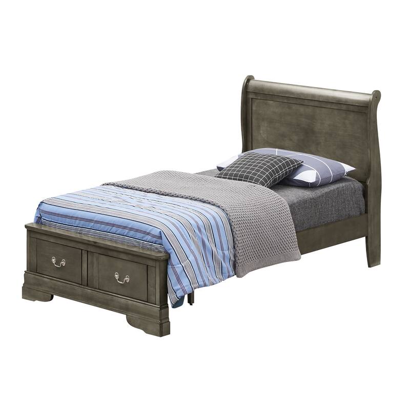Glory Furniture Louis PhillipeStorage bed - Grey - Twin