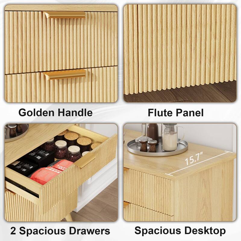 Gymojoy Sideboard Buffet Cabinet Storage, Modern Buffet with 3 Doors & 2 Drawers, Adjustable Shelves for Kitchen, Living Room