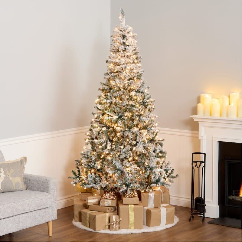 National Tree Company 7.5 ft. Acacia Flocked Tree with Clear Lights - 7.5 Foot