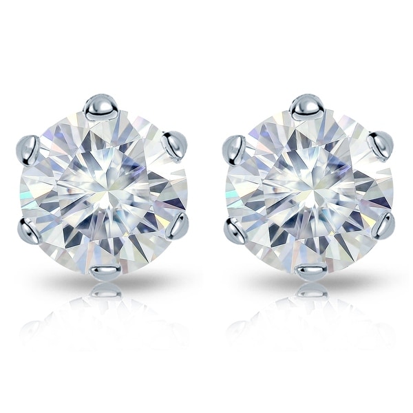 Auriya Platinum 1ctw Round Moissanite Stud Earrings - 5 mm, Push-Backs - 5 mm, Push-Backs. Opens flyout.