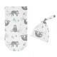 preview thumbnail 2 of 4, Blue Jungle Sloth Boy or Girl Baby Cocoon and Beanie Hat Sleep Sack - 2pc Set - Turquoise Grey Green Botanical Rainforest Leaf