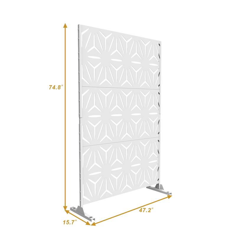Outdoor Privacy Screen with Stand for Patio Garden Metal Fence