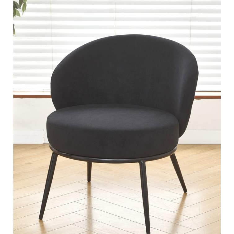Velvet Accent Chair Solid and Engineered Wood Built on Slender with Black Metal Legs