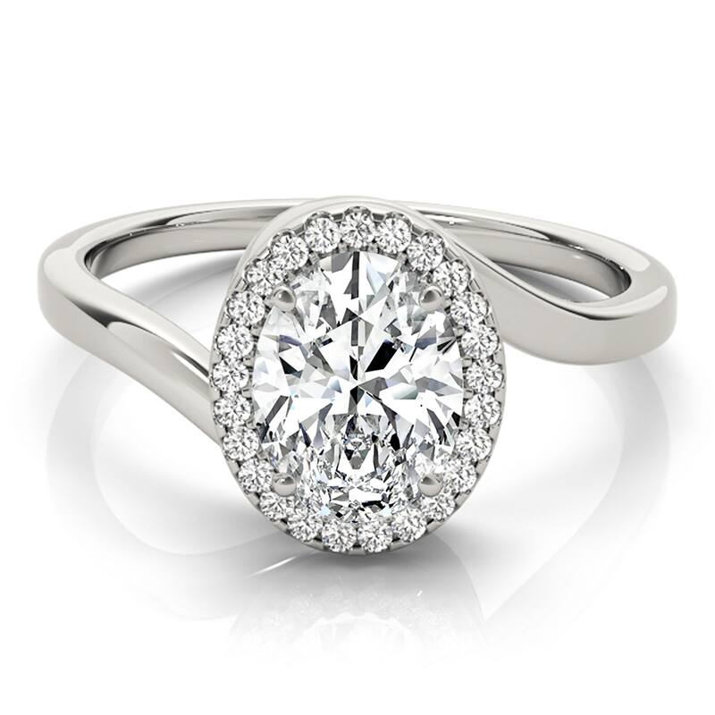 Auriya 14k White Gold Lab Grown Oval Diamond Halo Engagement Ring 0.50 to 5.00 ct. tw. (F-G VS)