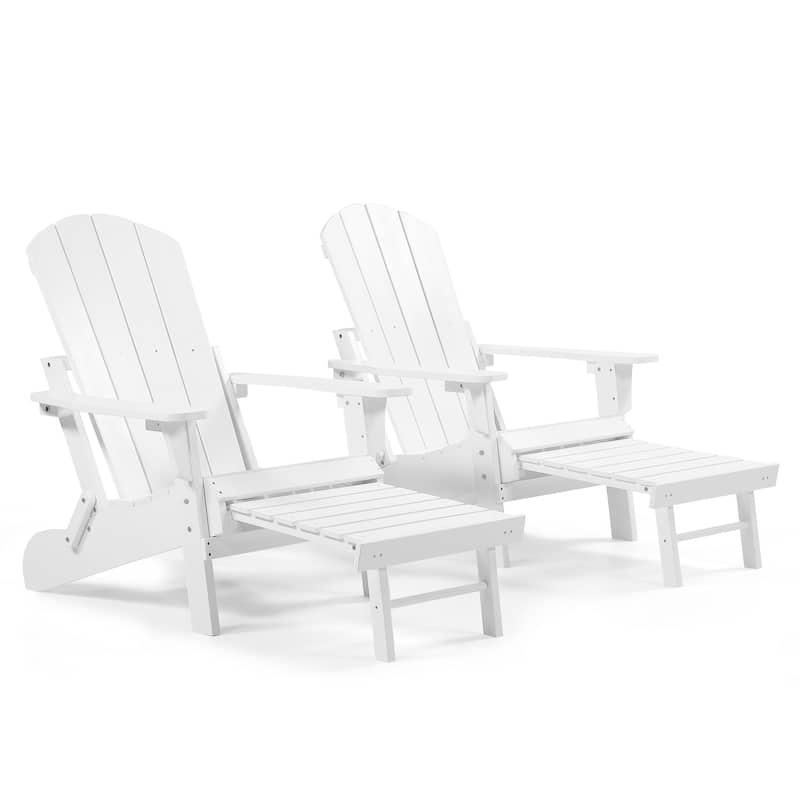 Hurley Folding Poly Adirondack Chair with Pull-out Ottoman (Set of 2)