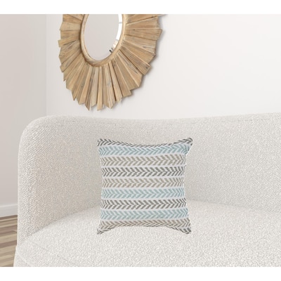 HomeRoots 18" X 18" Green and White Chevron Cotton Zippered Pillow