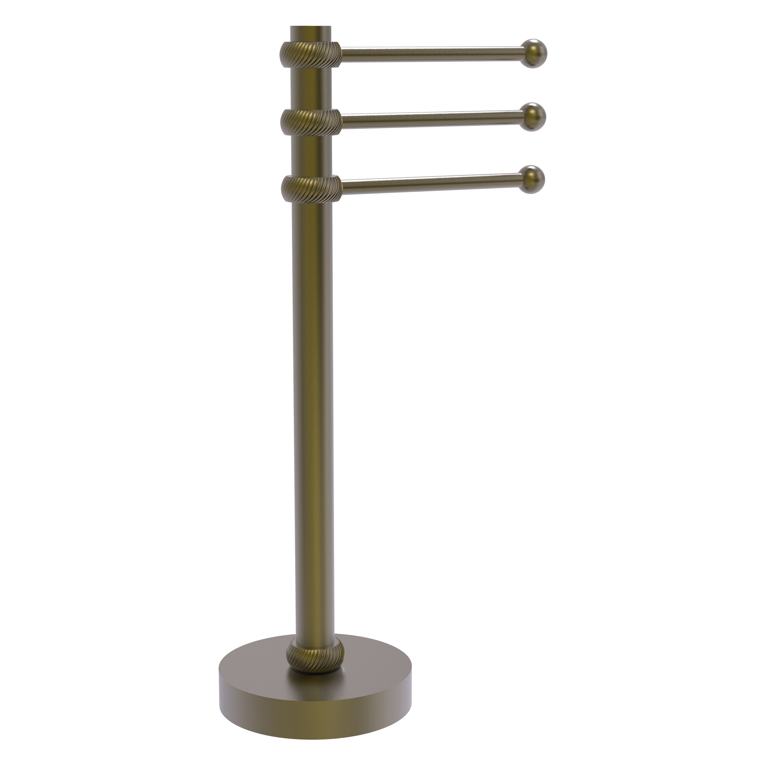 Allied Brass Vanity Top 3 Swing Arm Guest Towel Holder with Twisted Accents in Antique Brass